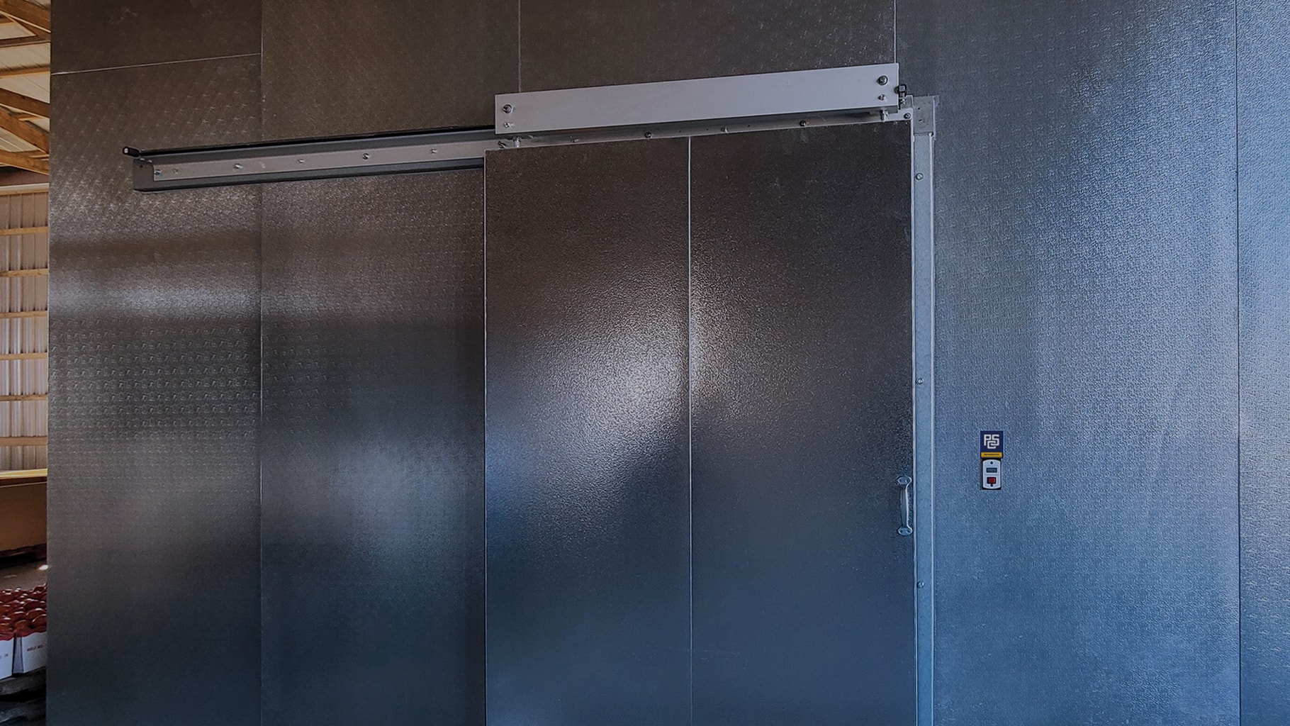 A newly installed commercial refrigerator at a local grocery store